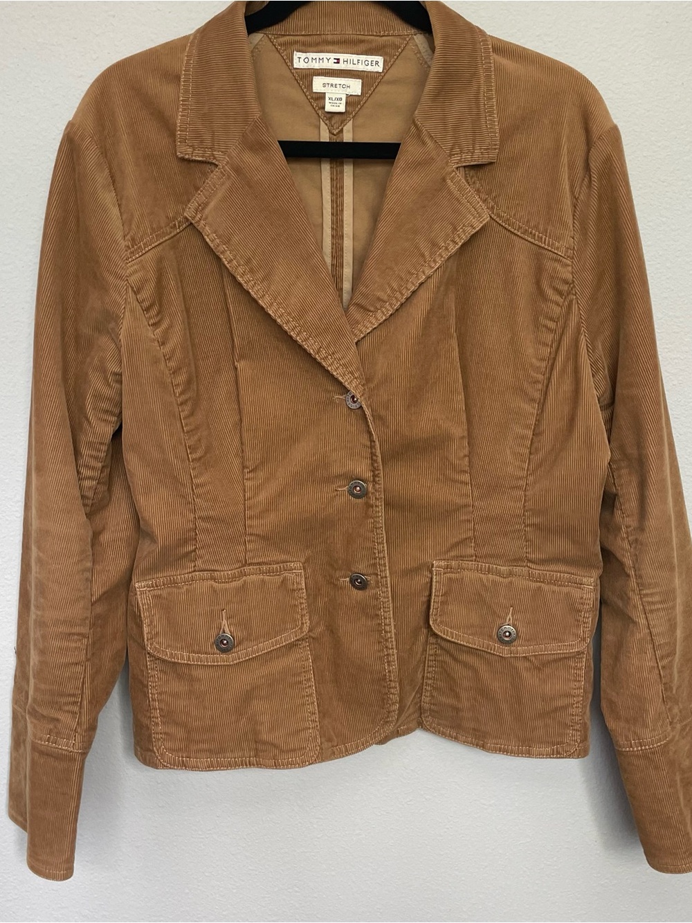 Tommy Hilfiger Stretch Corduroy Blazer Jacket Camel Brown Utility XL